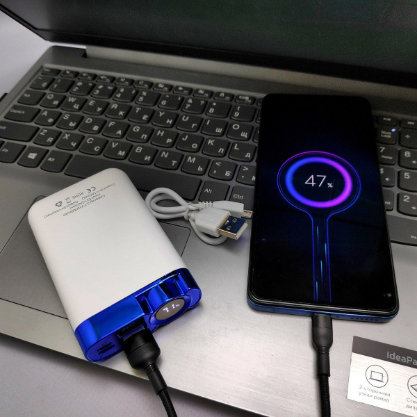 Портативное зарядное устройство Power Bank 10000 mAh / Цифровой индикатор, Micro, Type C, 2 USB-выхода